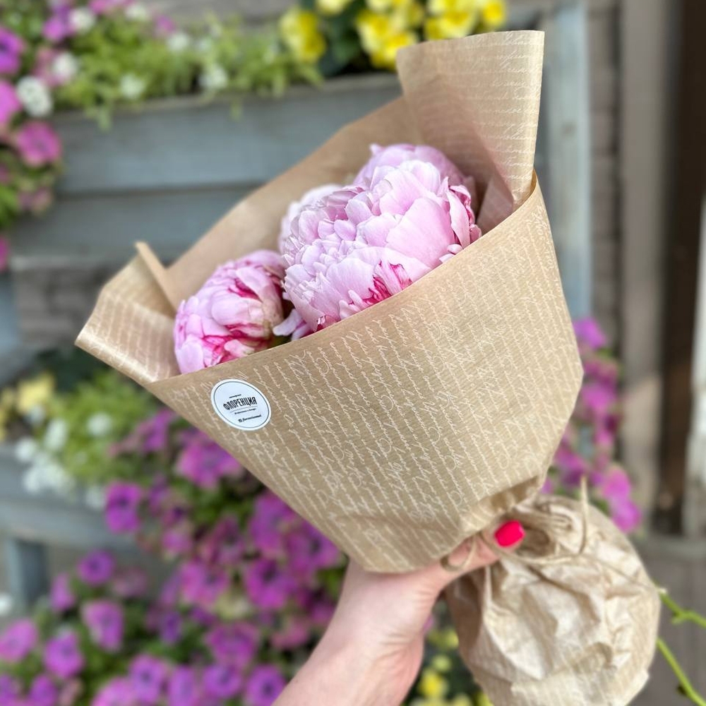 Летний букет-61 Букет розовых пионов 5 шт.