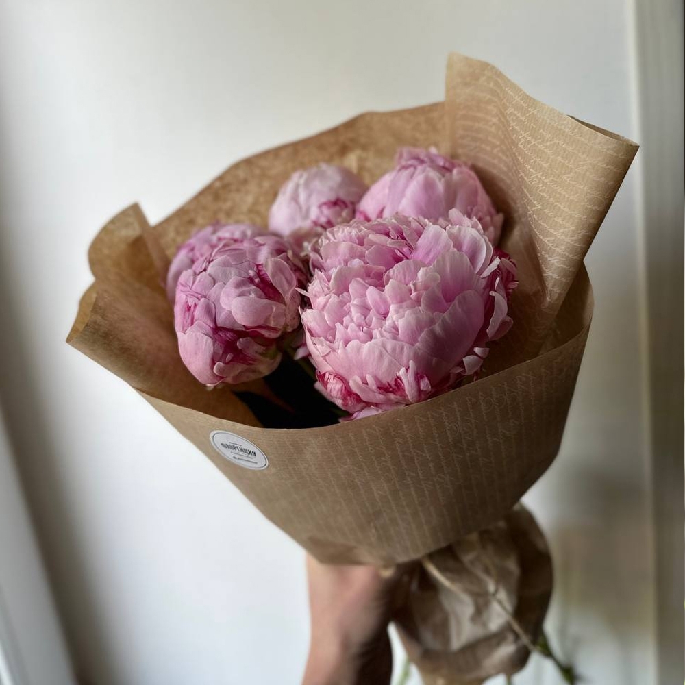 Летний букет-61 Букет розовых пионов 5 шт.