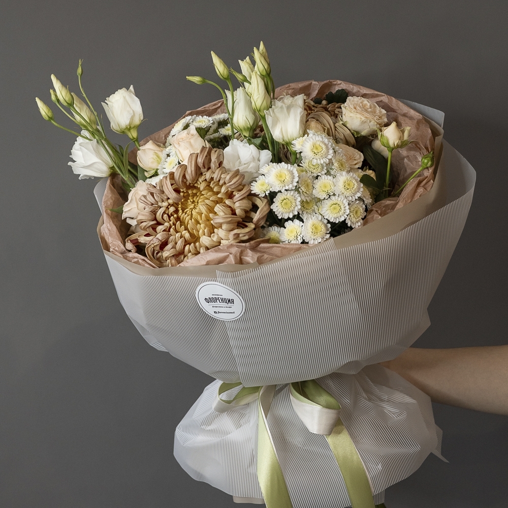 Букет - 115 Букет в кофейной гамме в хризантемами