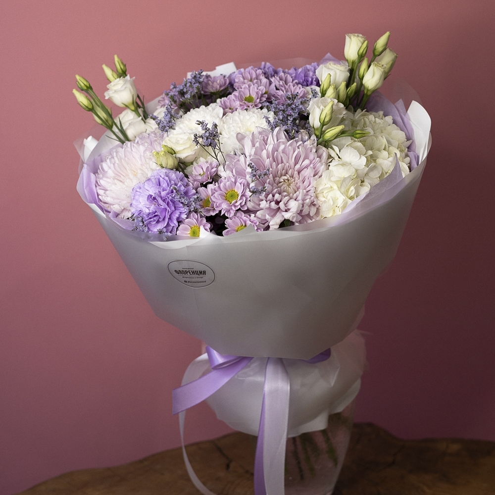 Букет - 119 Сборный букет в бело-сиреневой гамме