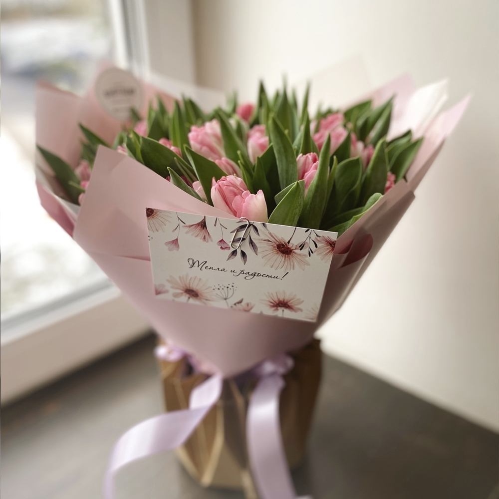 Весна #16 Букет пионовидных голландских тюльпанов 35 шт