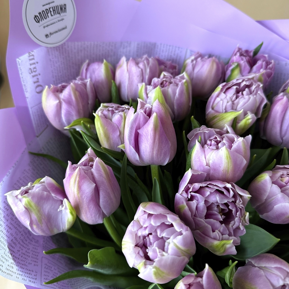 Весна #58 Букет лавандовых тюльпанов класса премиум 25 шт