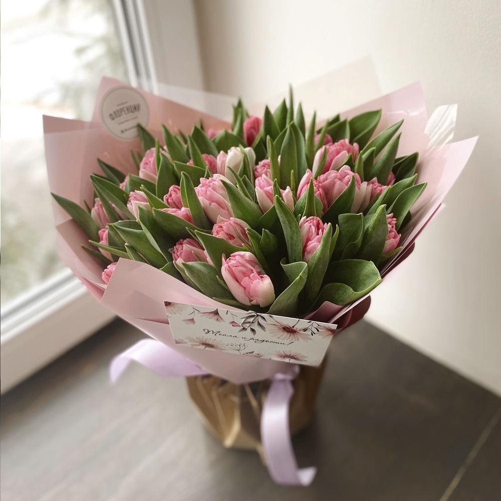 Весна #16 Букет пионовидных голландских тюльпанов 35 шт