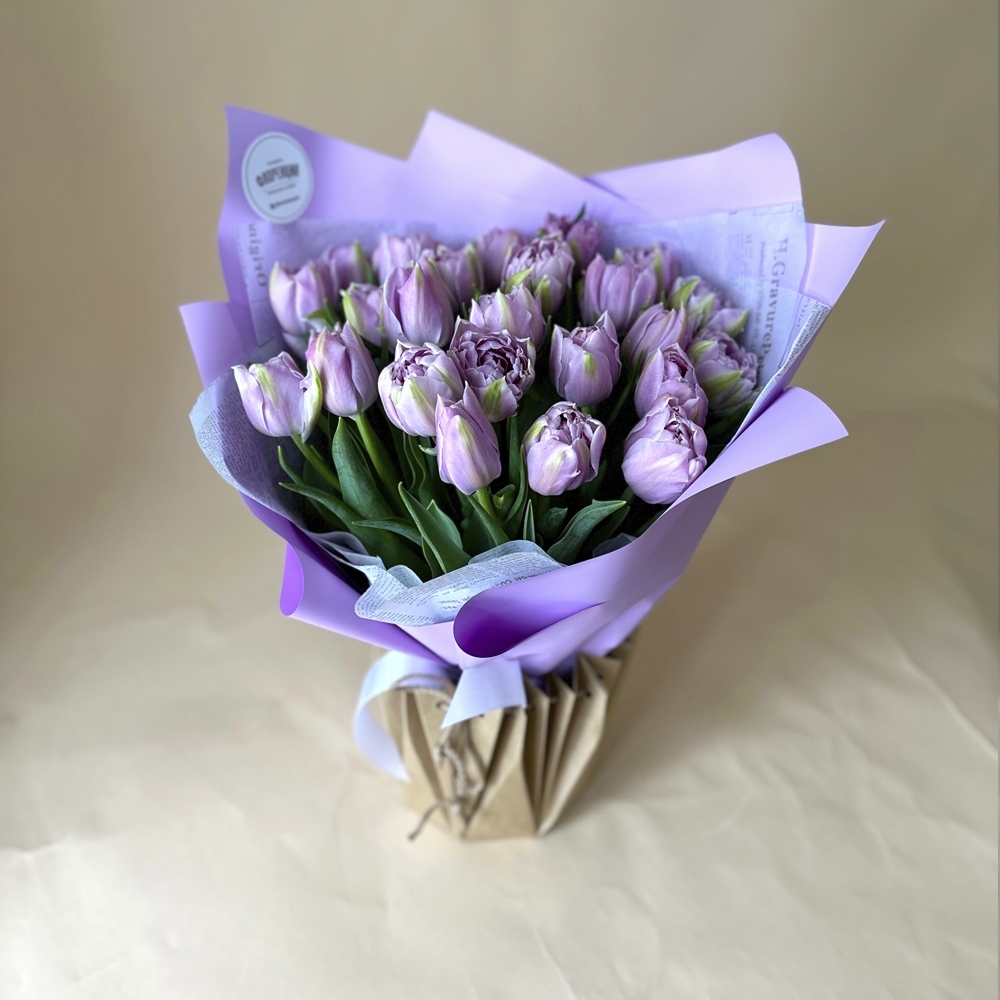 Весна #58 Букет лавандовых тюльпанов класса премиум 25 шт