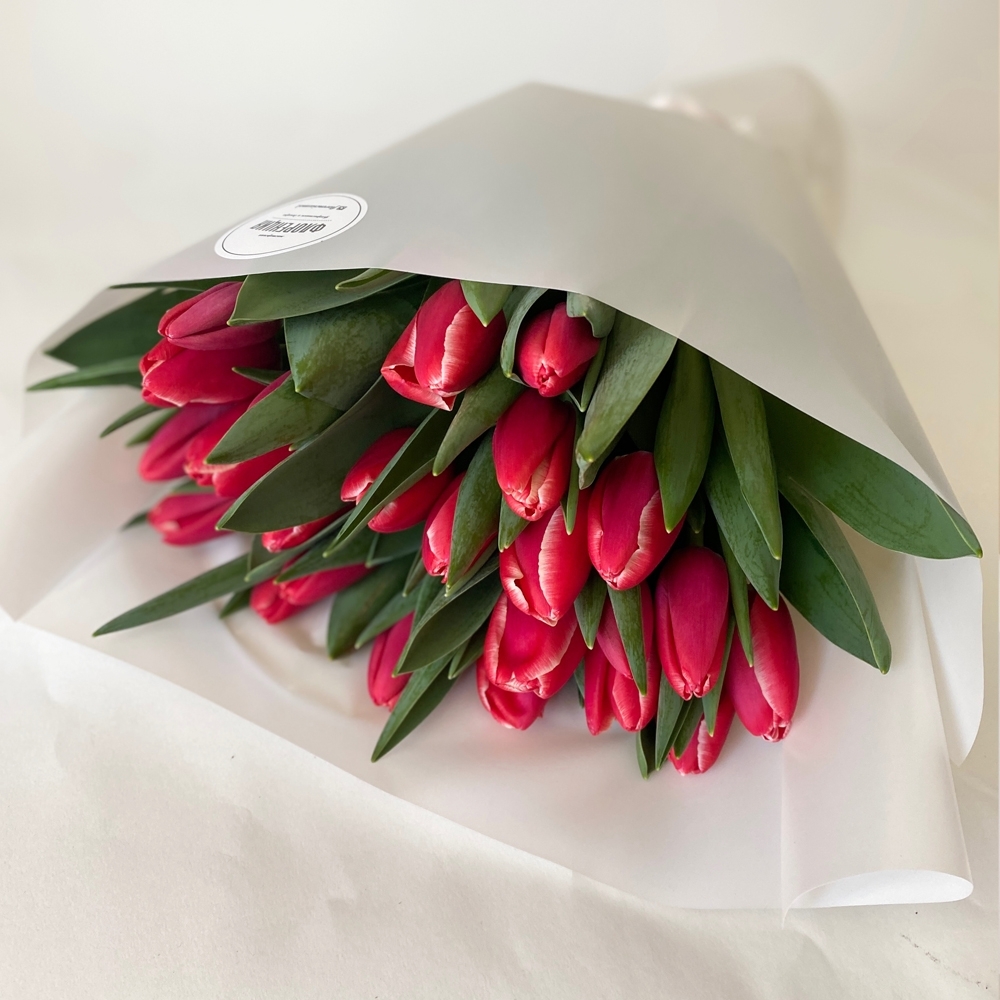 Весна #1 Букет красных тюльпанов 25 шт