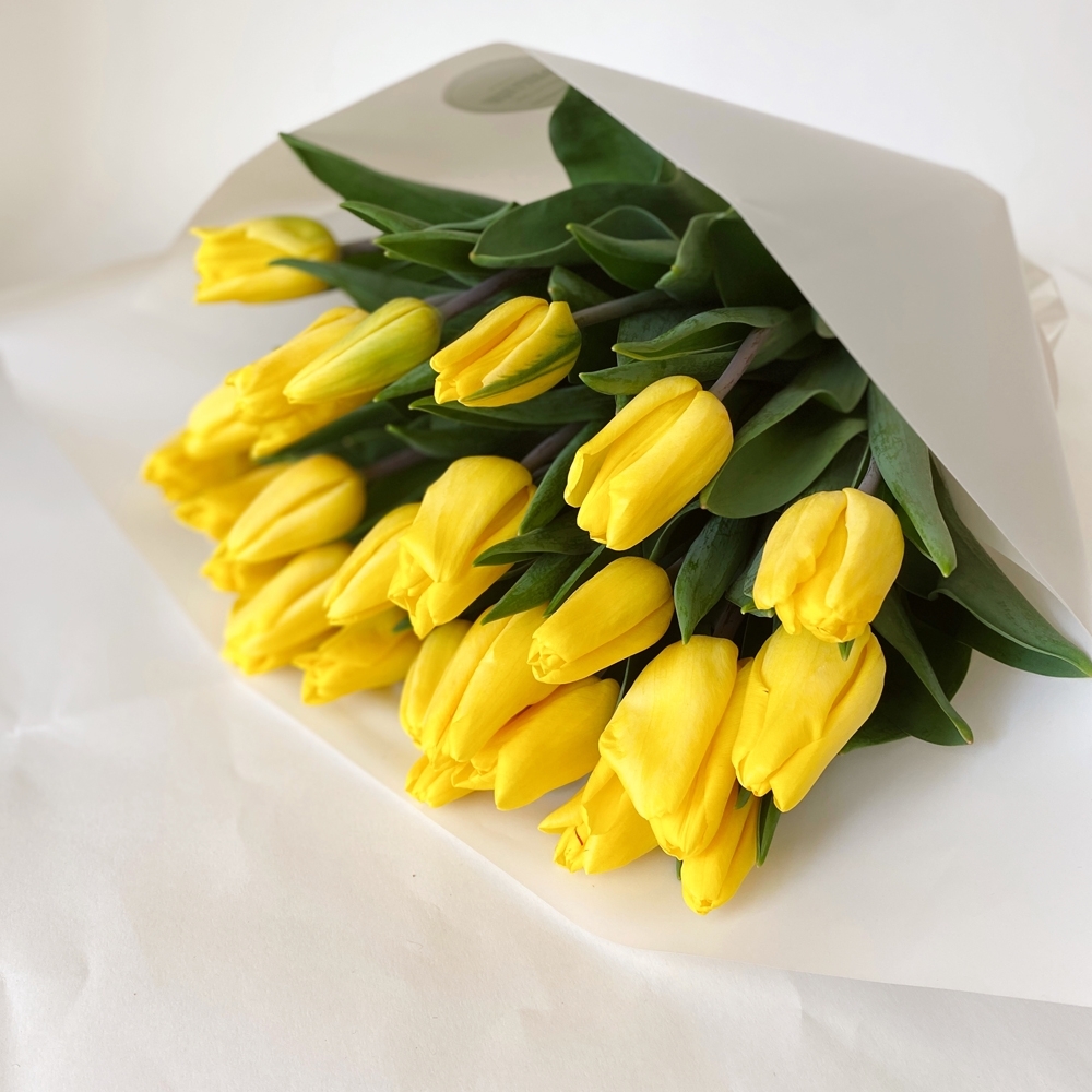 Весна #22 Букет желтых тюльпанов 25 шт