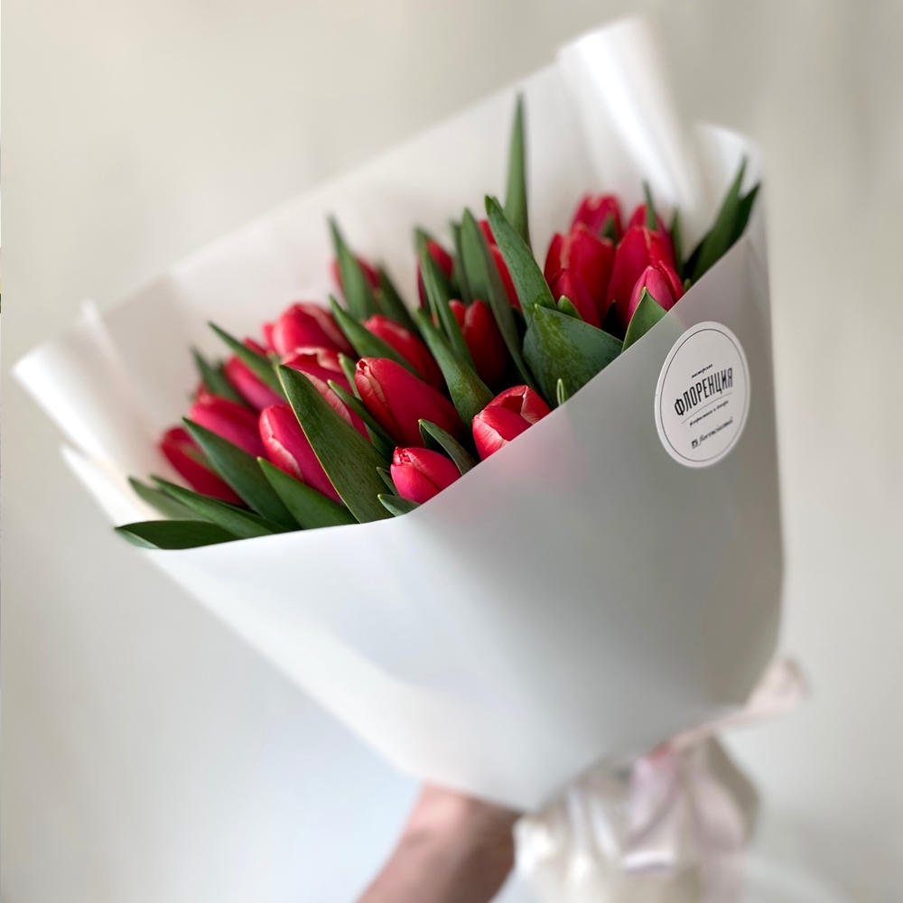 Весна #1 Букет красных тюльпанов 25 шт