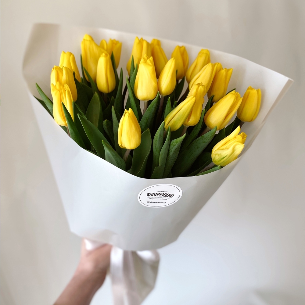 Весна #22 Букет желтых тюльпанов 25 шт