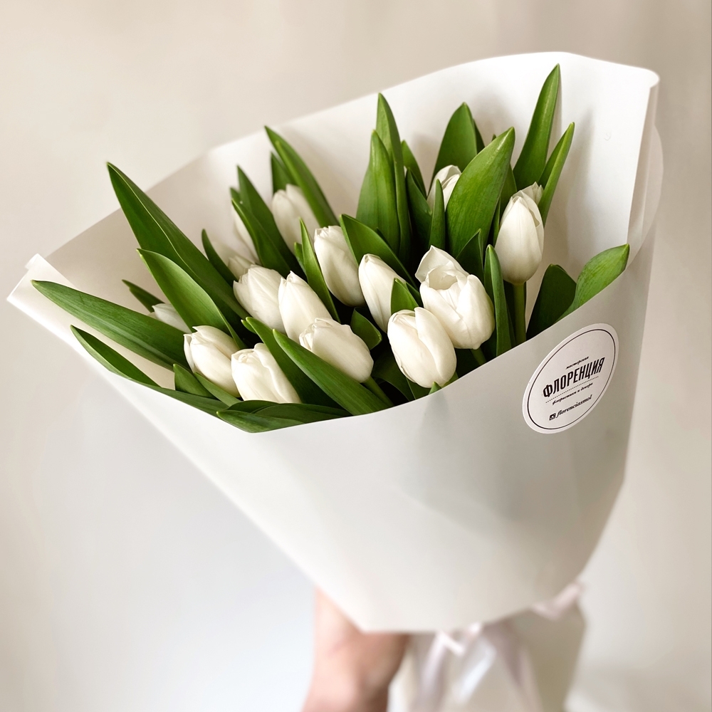 Весна #27 Букет белых тюльпанов 25 шт